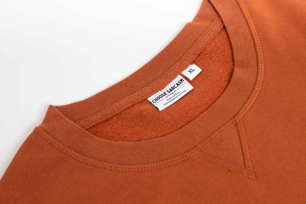 Close up of crewneck stitching 