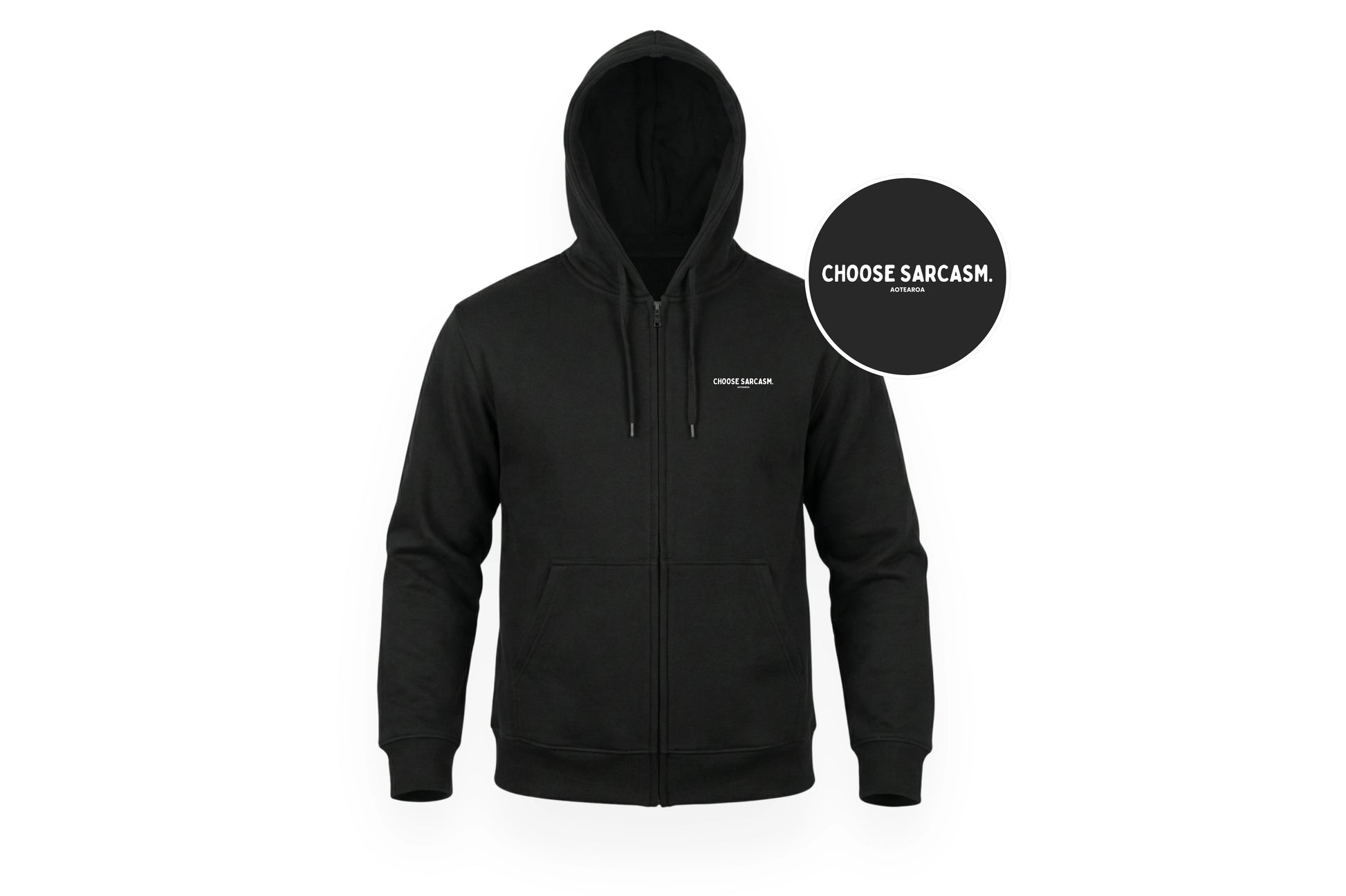 HINT OF SARCASM ZIP HOODIE.